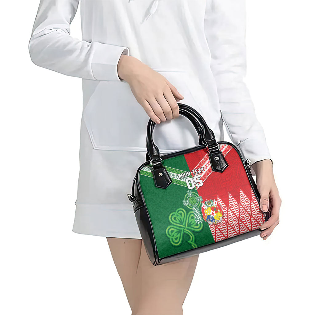 Tonga Ireland Rugby Custom Shoulder Handbag Ikale Tahi With Shamrocks Together