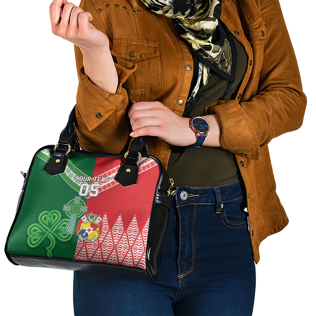 Tonga Ireland Rugby Custom Shoulder Handbag Ikale Tahi With Shamrocks Together