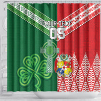 Tonga Ireland Rugby Custom Shower Curtain Ikale Tahi With Shamrocks Together