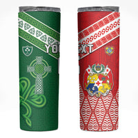 Tonga Ireland Rugby Custom Skinny Tumbler Ikale Tahi With Shamrocks Together