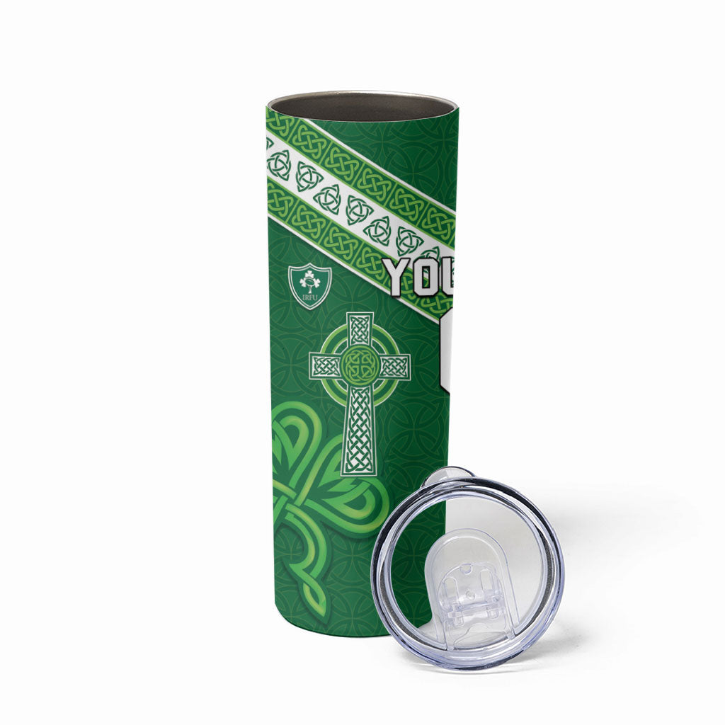 Tonga Ireland Rugby Custom Skinny Tumbler Ikale Tahi With Shamrocks Together