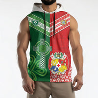 Tonga Ireland Rugby Custom Sleeveless Hoodie Ikale Tahi With Shamrocks Together
