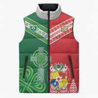 Tonga Ireland Rugby Custom Sleeveless Puffer Jacket Ikale Tahi With Shamrocks Together