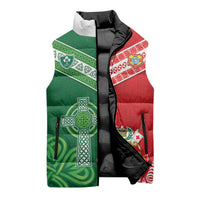 Tonga Ireland Rugby Custom Sleeveless Puffer Jacket Ikale Tahi With Shamrocks Together