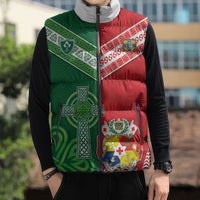 Tonga Ireland Rugby Custom Sleeveless Puffer Jacket Ikale Tahi With Shamrocks Together