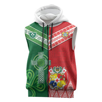 Tonga Ireland Rugby Custom Sleeveless Zip Hoodie Ikale Tahi With Shamrocks Together
