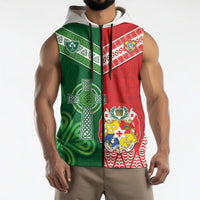 Tonga Ireland Rugby Custom Sleeveless Zip Hoodie Ikale Tahi With Shamrocks Together