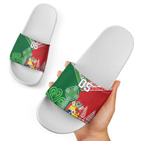 Tonga Ireland Rugby Custom Slide Sandals Ikale Tahi With Shamrocks Together