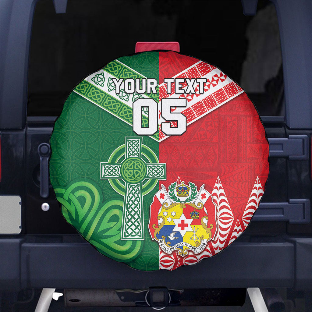 Tonga Ireland Rugby Custom Spare Tire Cover Ikale Tahi With Shamrocks Together