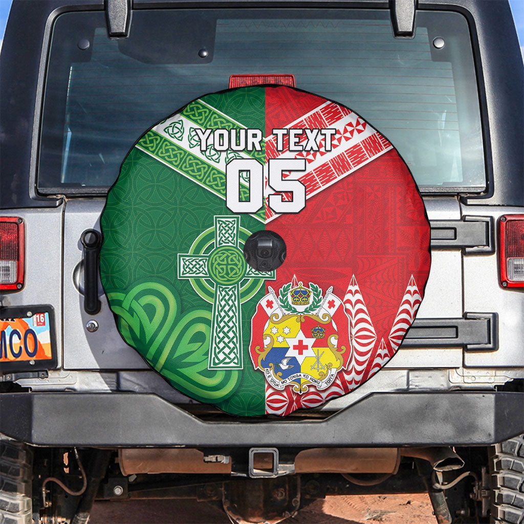 Tonga Ireland Rugby Custom Spare Tire Cover Ikale Tahi With Shamrocks Together