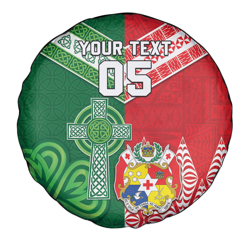 Tonga Ireland Rugby Custom Spare Tire Cover Ikale Tahi With Shamrocks Together