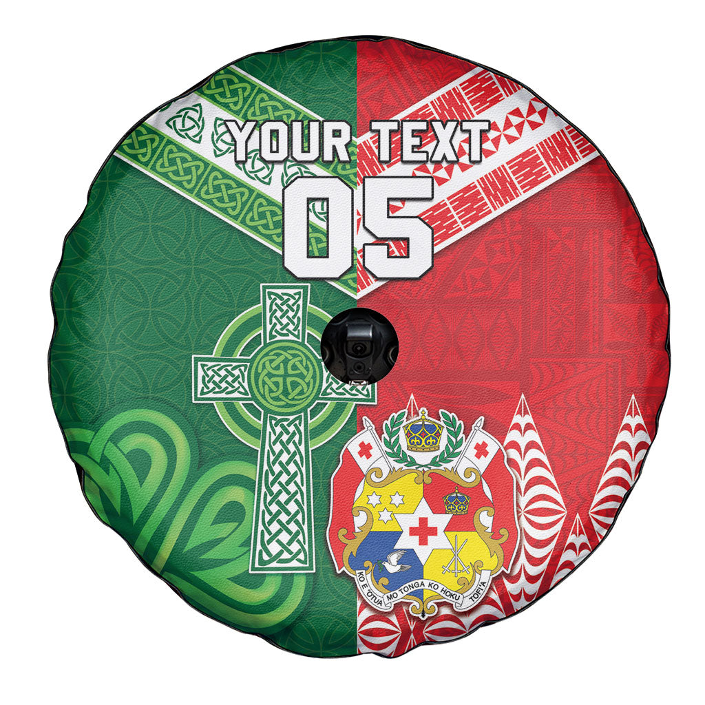 Tonga Ireland Rugby Custom Spare Tire Cover Ikale Tahi With Shamrocks Together