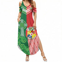 Tonga Ireland Rugby Custom Summer Maxi Dress Ikale Tahi With Shamrocks Together