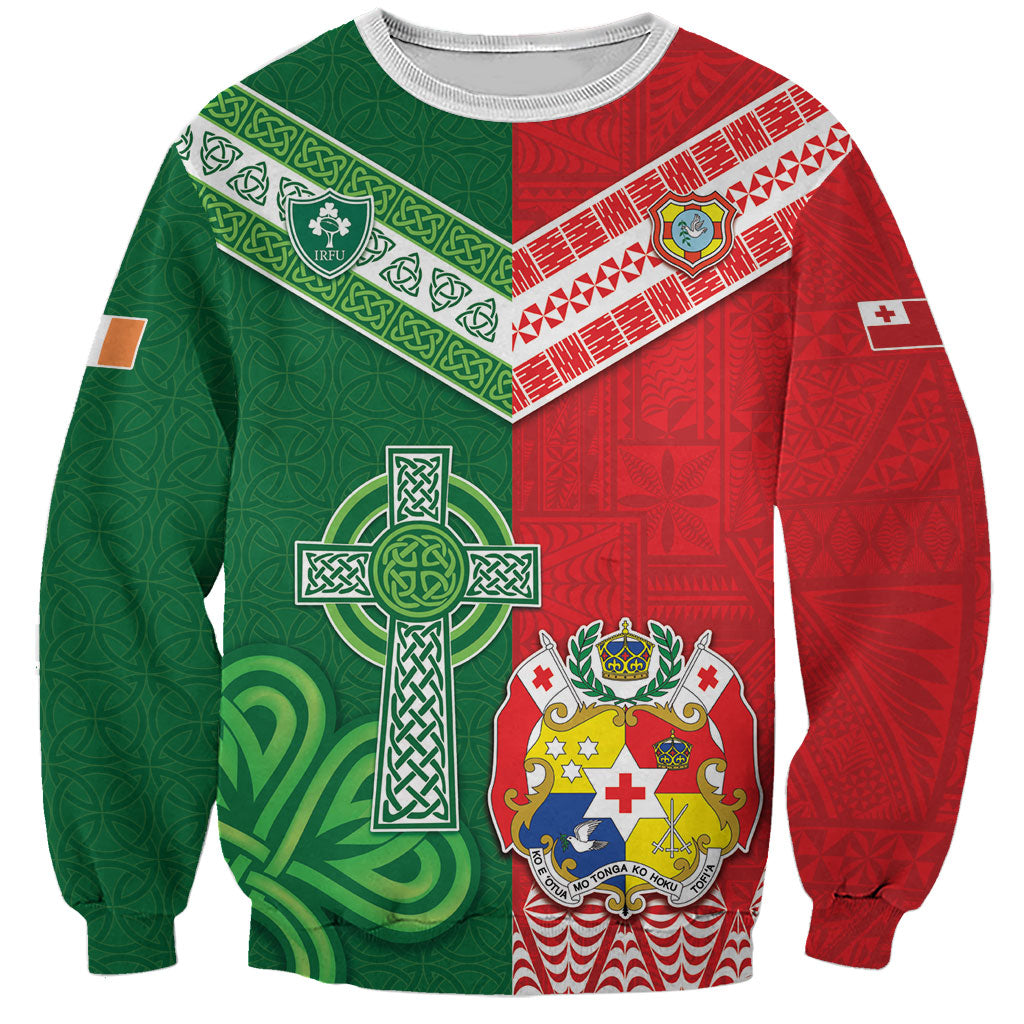 Tonga Ireland Rugby Custom Sweatshirt Ikale Tahi With Shamrocks Together