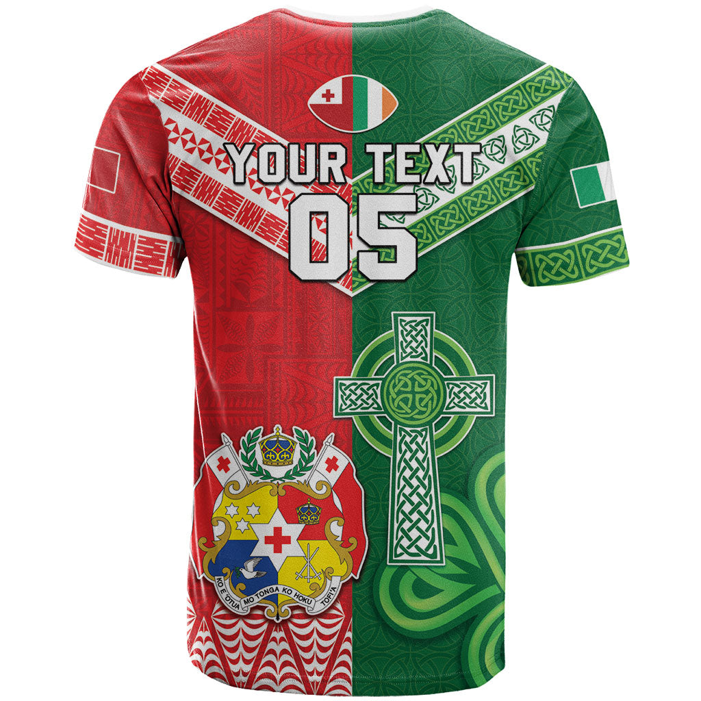 Tonga Ireland Rugby Custom T Shirt Ikale Tahi With Shamrocks Together