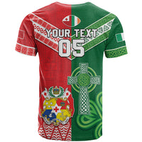 Tonga Ireland Rugby Custom T Shirt Ikale Tahi With Shamrocks Together