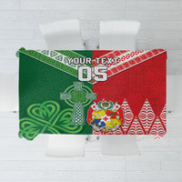 Tonga Ireland Rugby Custom Tablecloth Ikale Tahi With Shamrocks Together