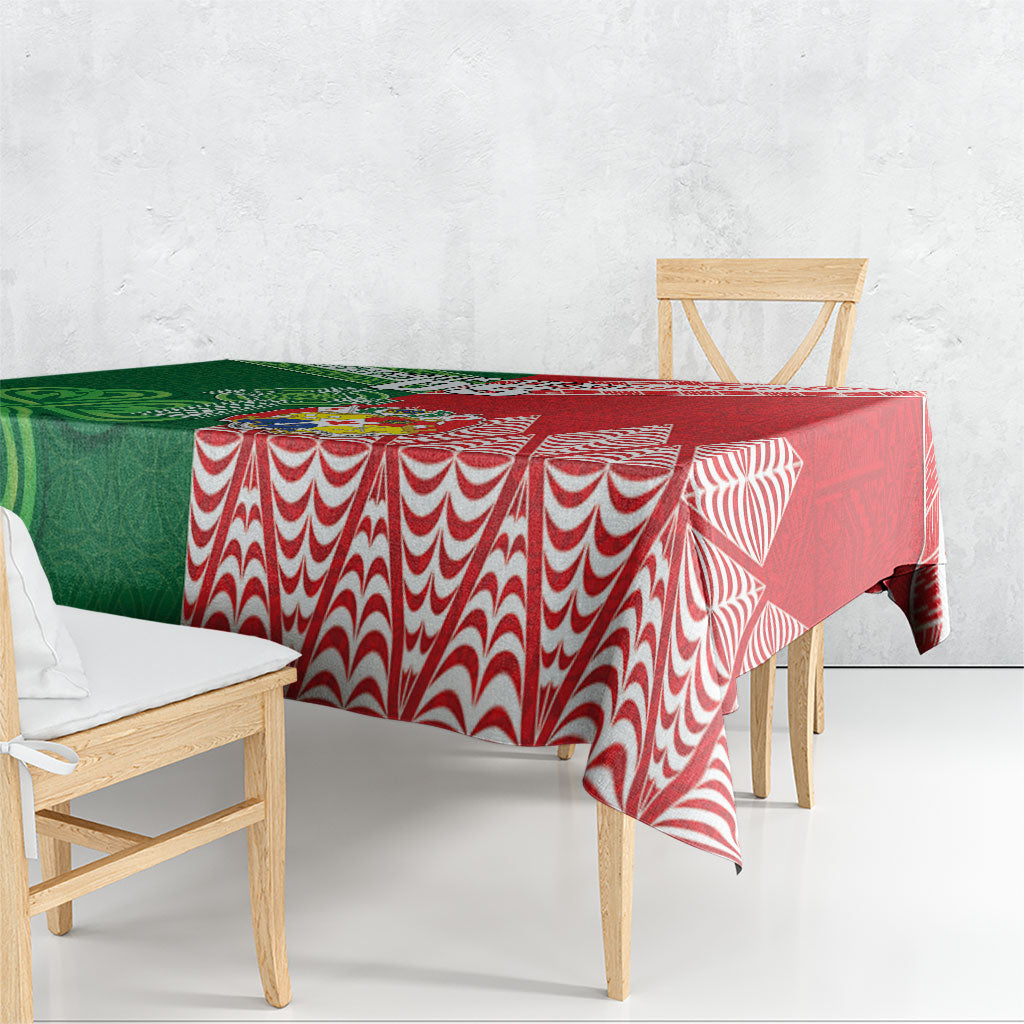 Tonga Ireland Rugby Custom Tablecloth Ikale Tahi With Shamrocks Together