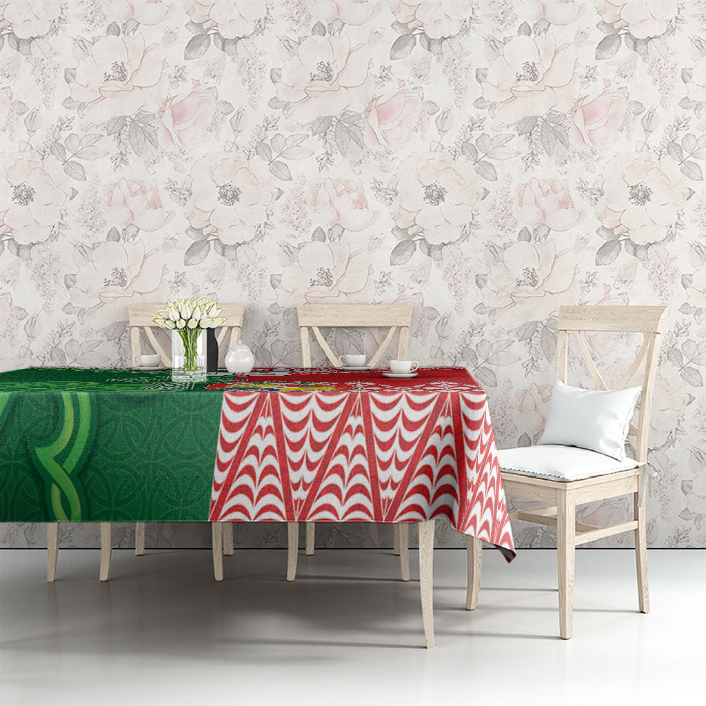 Tonga Ireland Rugby Custom Tablecloth Ikale Tahi With Shamrocks Together