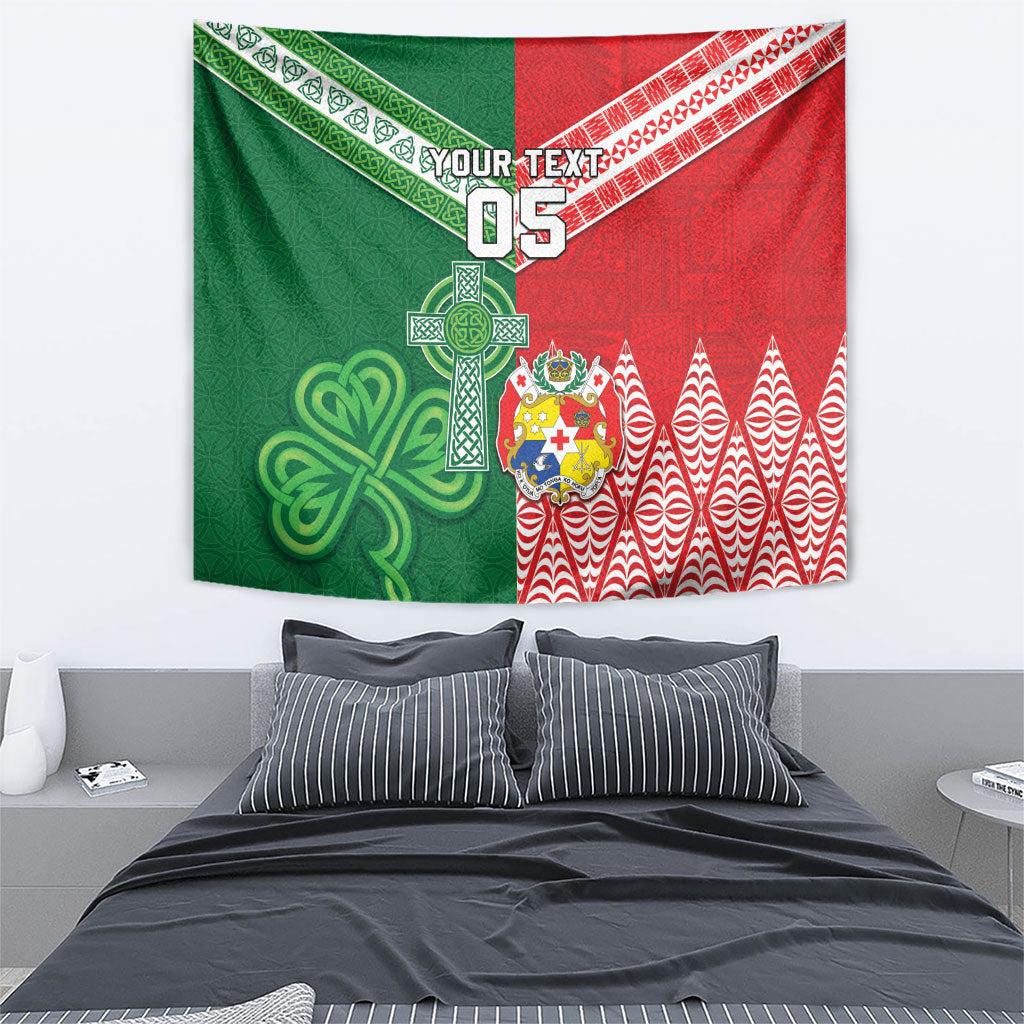 Tonga Ireland Rugby Custom Tapestry Ikale Tahi With Shamrocks Together