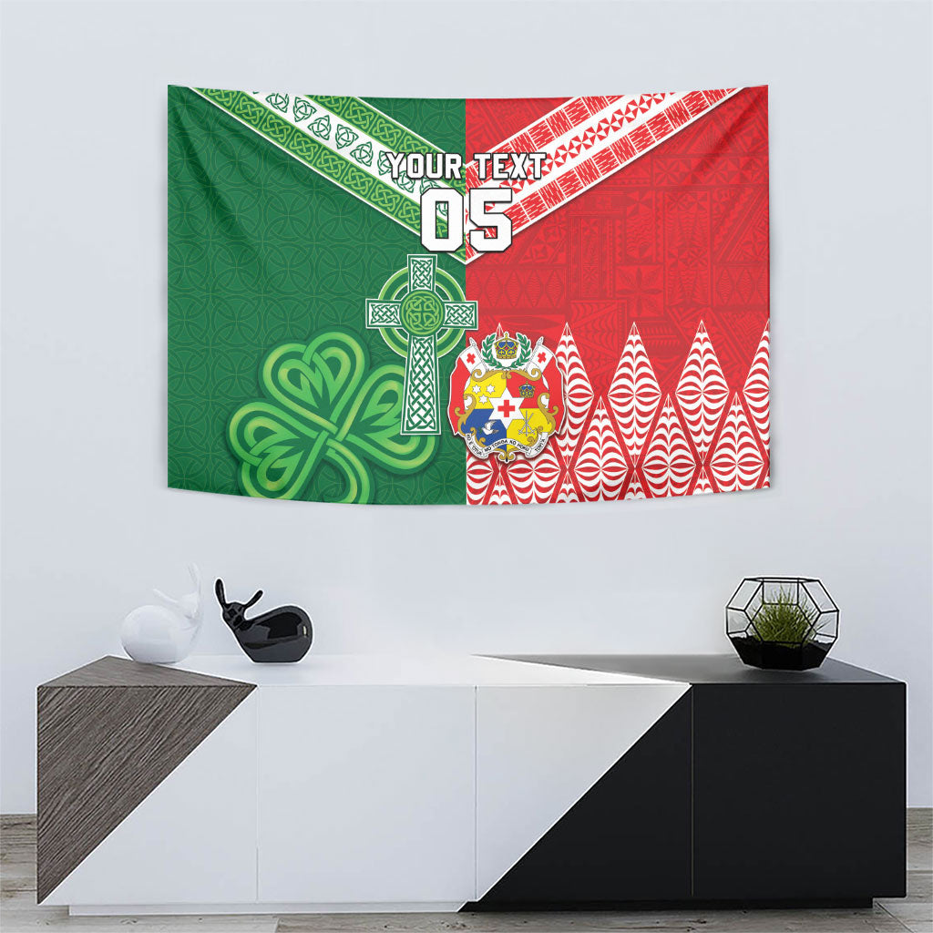 Tonga Ireland Rugby Custom Tapestry Ikale Tahi With Shamrocks Together