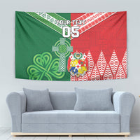 Tonga Ireland Rugby Custom Tapestry Ikale Tahi With Shamrocks Together