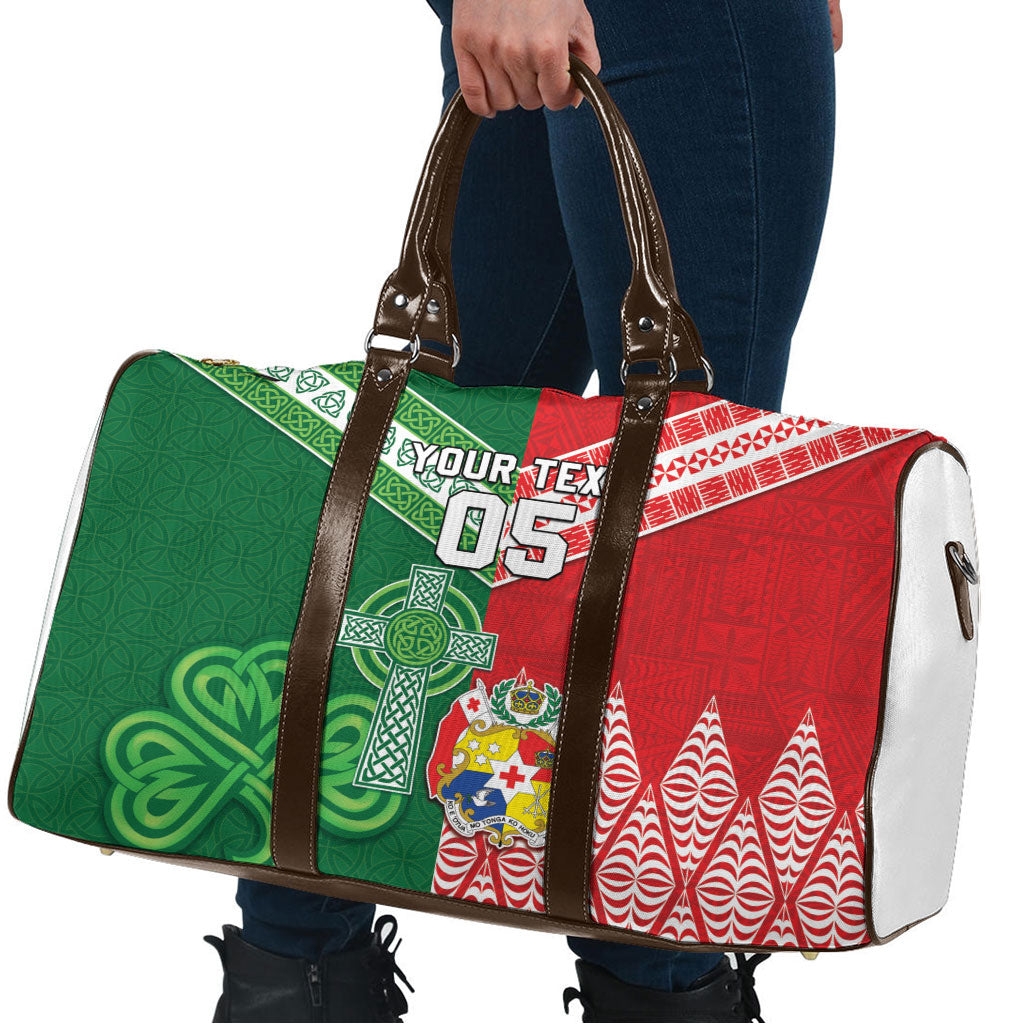Tonga Ireland Rugby Custom Travel Bag Ikale Tahi With Shamrocks Together