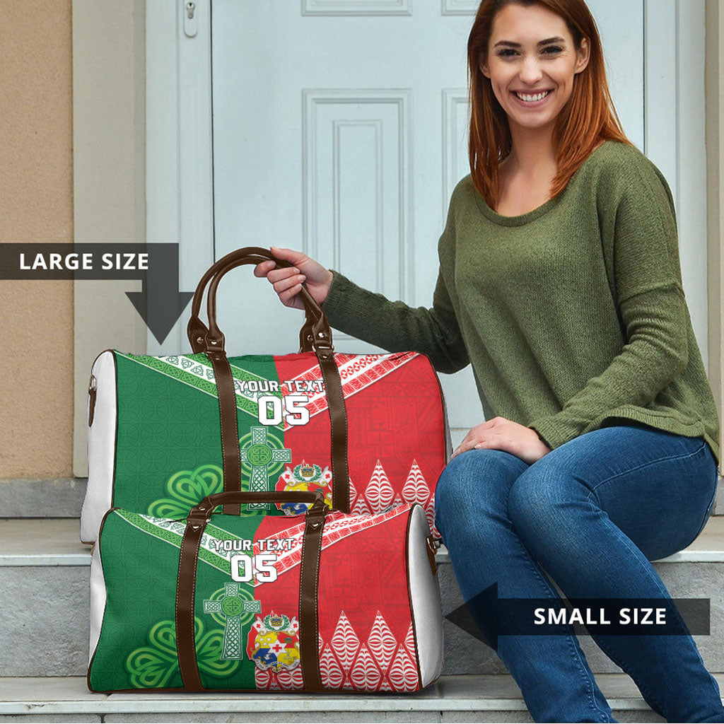 Tonga Ireland Rugby Custom Travel Bag Ikale Tahi With Shamrocks Together