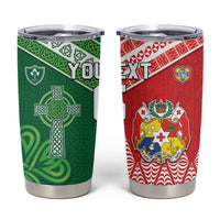 Tonga Ireland Rugby Custom Tumbler Cup Ikale Tahi With Shamrocks Together