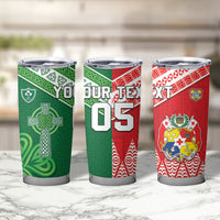 Tonga Ireland Rugby Custom Tumbler Cup Ikale Tahi With Shamrocks Together