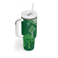 Tonga Ireland Rugby Custom Tumbler With Handle Ikale Tahi With Shamrocks Together