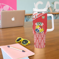 Tonga Ireland Rugby Custom Tumbler With Handle Ikale Tahi With Shamrocks Together