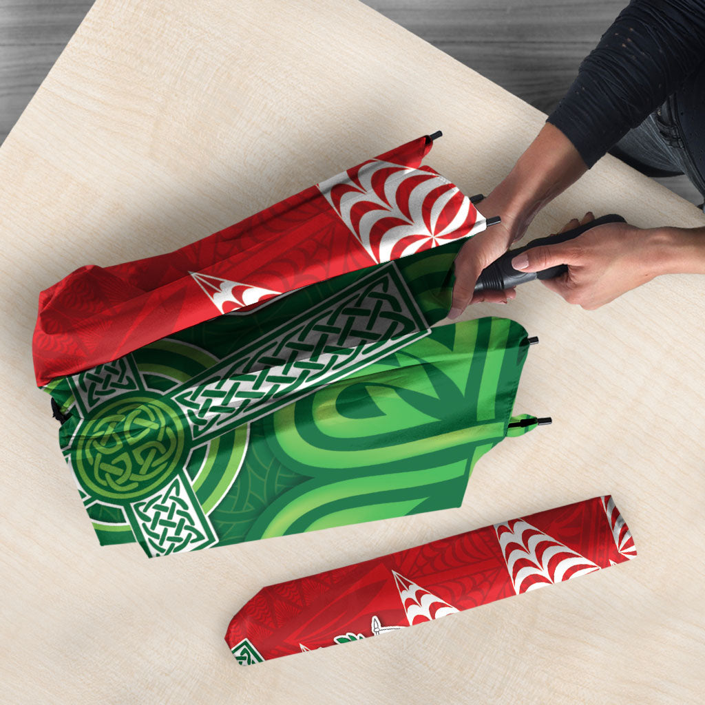 Tonga Ireland Rugby Custom Umbrella Ikale Tahi With Shamrocks Together