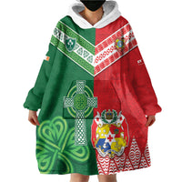 Tonga Ireland Rugby Custom Wearable Blanket Hoodie Ikale Tahi With Shamrocks Together