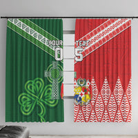 Tonga Ireland Rugby Custom Window Curtain Ikale Tahi With Shamrocks Together