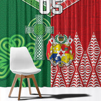Tonga Ireland Rugby Custom Window Curtain Ikale Tahi With Shamrocks Together