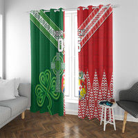 Tonga Ireland Rugby Custom Window Curtain Ikale Tahi With Shamrocks Together
