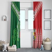 Tonga Ireland Rugby Custom Window Curtain Ikale Tahi With Shamrocks Together
