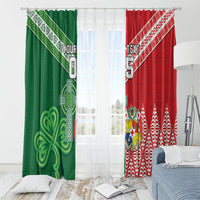 Tonga Ireland Rugby Custom Window Curtain Ikale Tahi With Shamrocks Together