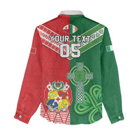 Tonga Ireland Rugby Custom Women Casual Shirt Ikale Tahi With Shamrocks Together