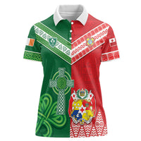 Tonga Ireland Rugby Custom Women Polo Shirt Ikale Tahi With Shamrocks Together