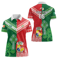 Tonga Ireland Rugby Custom Women Polo Shirt Ikale Tahi With Shamrocks Together