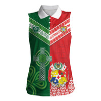 Tonga Ireland Rugby Custom Women Sleeveless Polo Shirt Ikale Tahi With Shamrocks Together