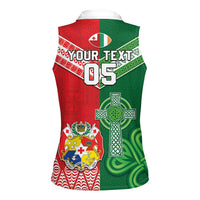 Tonga Ireland Rugby Custom Women Sleeveless Polo Shirt Ikale Tahi With Shamrocks Together