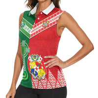 Tonga Ireland Rugby Custom Women Sleeveless Polo Shirt Ikale Tahi With Shamrocks Together