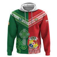 Tonga Ireland Rugby Custom Zip Hoodie Ikale Tahi With Shamrocks Together