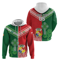 Tonga Ireland Rugby Custom Zip Hoodie Ikale Tahi With Shamrocks Together