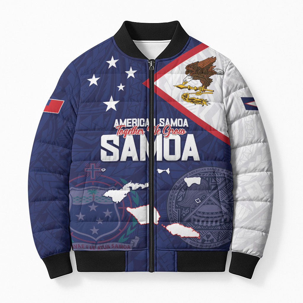 Personalized American Samoa And Samoa Bomber Puffer Jacket Together We Grow