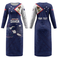 Personalized American Samoa And Samoa Couples Matching Long Sleeve Bodycon Dress and Hawaiian Shirt Together We Grow