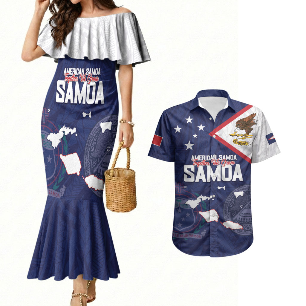 Personalized American Samoa And Samoa Couples Matching Mermaid Dress and Hawaiian Shirt Together We Grow